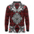 Red Aotearoa Tanilo Motif Long Sleeve Polo Shirt Vintage Maori New Zealand Tribal Art Pattern