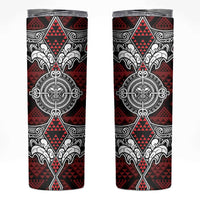 Red Aotearoa Taniko Motif Skinny Tumbler Vintage Maori New Zealand Tribal Art Pattern LT9 Red - Polynesian Pride