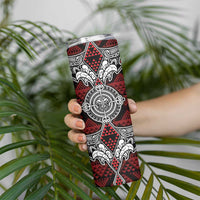 Red Aotearoa Taniko Motif Skinny Tumbler Vintage Maori New Zealand Tribal Art Pattern LT9 - Polynesian Pride