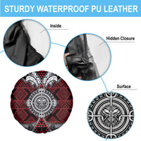 Red Aotearoa Taniko Motif Spare Tire Cover Vintage Maori New Zealand Tribal Art Pattern LT9 - Polynesian Pride