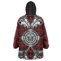 Red Aotearoa Tanilo Motif Wearable Blanket Hoodie Vintage Maori New Zealand Tribal Art Pattern LT9 - Polynesian Pride