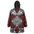 Red Aotearoa Tanilo Motif Wearable Blanket Hoodie Vintage Maori New Zealand Tribal Art Pattern