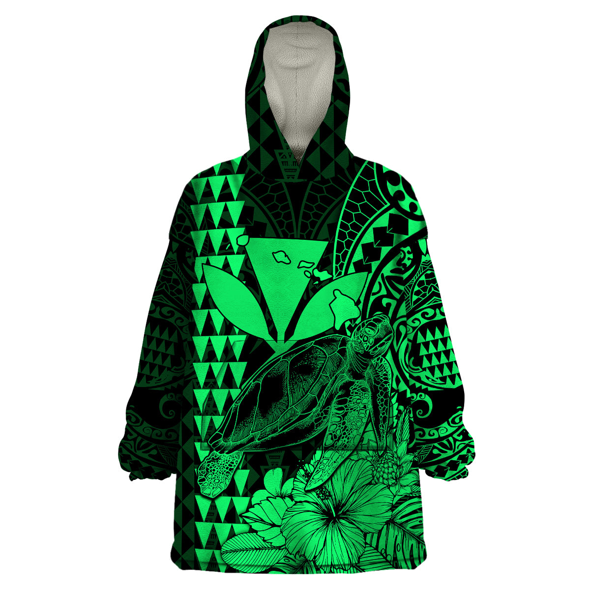 Hawaii Sea Turtle Blanket Polynesia Kakau with Kanaka Maoli Green LT9 - Polynesian Pride