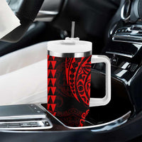 Kakau Polynesian Tribal Hawaiian Turtle Tumbler With Handle with Kanaka Maoli Red LT9 - Polynesian Pride