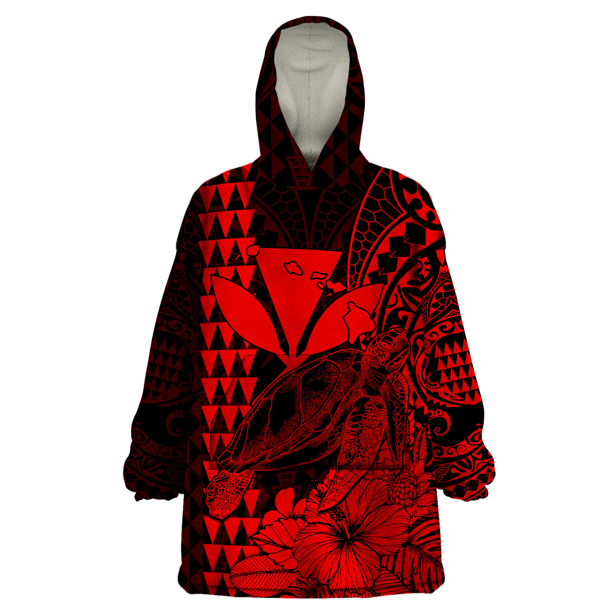 Hawaii Sea Turtle Blanket Polynesia Kakau with Kanaka Maoli Red LT9 - Polynesian Pride