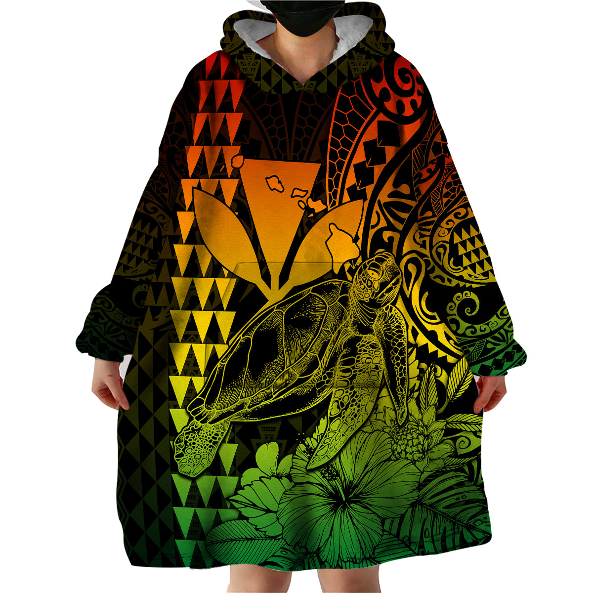 Hawaii Sea Turtle Blanket Polynesia Kakau with Kanaka Maoli Reggae LT9 - Polynesian Pride