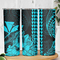 Kakau Polynesian Tribal Hawaiian Turtle Skinny Tumbler with Kanaka Maoli Teal LT9 - Polynesian Pride