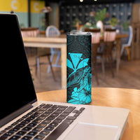 Kakau Polynesian Tribal Hawaiian Turtle Skinny Tumbler with Kanaka Maoli Teal LT9 - Polynesian Pride