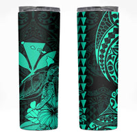 Kakau Polynesian Tribal Hawaiian Turtle Skinny Tumbler with Kanaka Maoli Turquoise LT9 Turquoise - Polynesian Pride