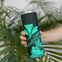 Kakau Polynesian Tribal Hawaiian Turtle Skinny Tumbler with Kanaka Maoli Turquoise LT9 - Polynesian Pride