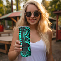 Kakau Polynesian Tribal Hawaiian Turtle Skinny Tumbler with Kanaka Maoli Turquoise LT9 - Polynesian Pride