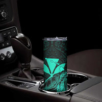 Kakau Polynesian Tribal Hawaiian Turtle Skinny Tumbler with Kanaka Maoli Turquoise LT9 - Polynesian Pride