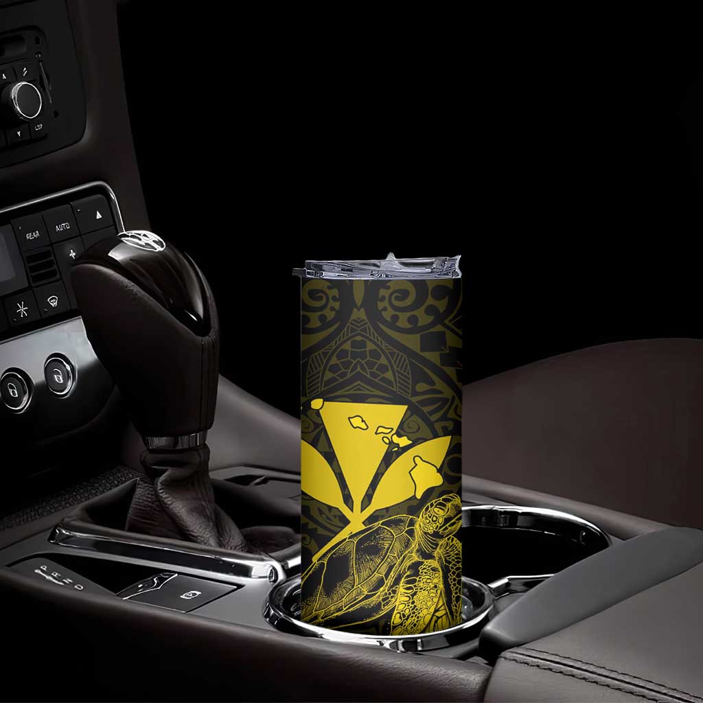 Kakau Polynesian Tribal Hawaiian Turtle Skinny Tumbler with Kanaka Maoli Yellow LT9 - Polynesian Pride