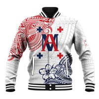 Kingdom of Uvea 1842-1860 Personalized Baseball Jacket Wallis and Futuna Polynesian Tribal Pattern LT9 Unisex White - Polynesian Pride