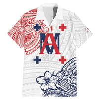 Kingdom of Uvea 1842-1860 Personalized Family Matching Mermaid Dress and Hawaiian Shirt Wallis and Futuna Polynesian Tribal Pattern LT9 Dad's Shirt - Short Sleeve White - Polynesian Pride