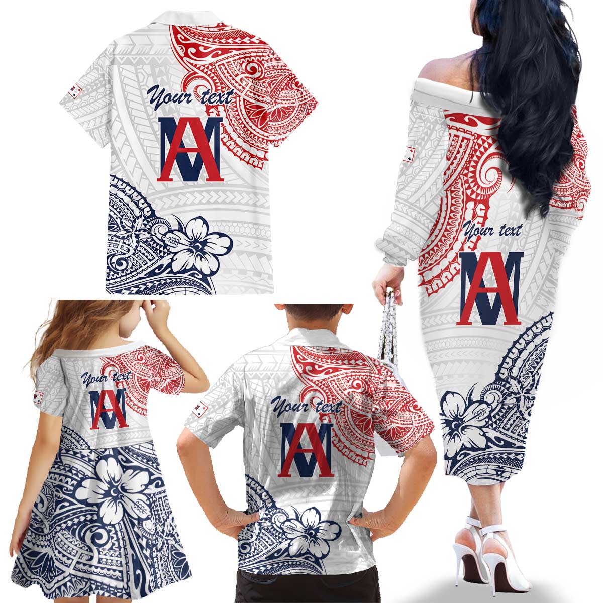 Kingdom of Uvea 1842-1860 Personalized Family Matching Off The Shoulder Long Sleeve Dress and Hawaiian Shirt Wallis and Futuna Polynesian Tribal Pattern LT9 - Polynesian Pride