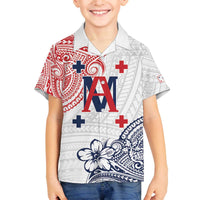 Kingdom of Uvea 1842-1860 Personalized Family Matching Off The Shoulder Long Sleeve Dress and Hawaiian Shirt Wallis and Futuna Polynesian Tribal Pattern LT9 Son's Shirt White - Polynesian Pride