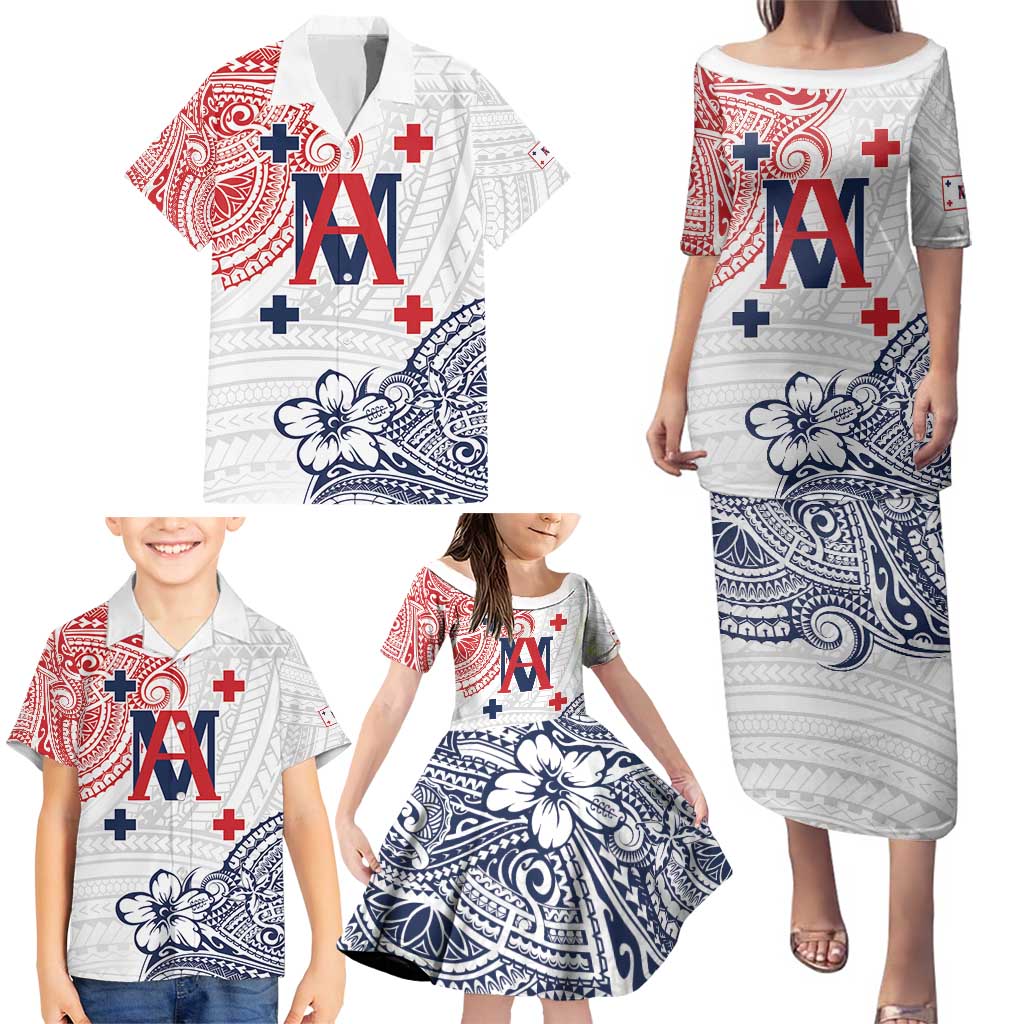 Kingdom of Uvea 1842-1860 Personalized Family Matching Puletasi and Hawaiian Shirt Wallis and Futuna Polynesian Tribal Pattern LT9 - Polynesian Pride