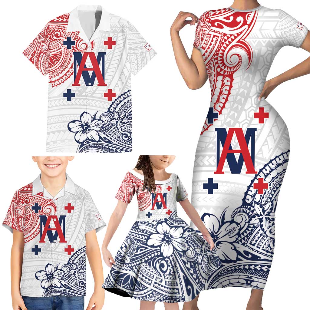 Kingdom of Uvea 1842-1860 Personalized Family Matching Short Sleeve Bodycon Dress and Hawaiian Shirt Wallis and Futuna Polynesian Tribal Pattern LT9 - Polynesian Pride