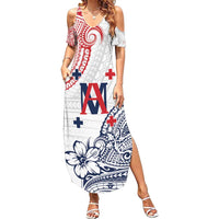 Kingdom of Uvea 1842-1860 Personalized Family Matching Summer Maxi Dress and Hawaiian Shirt Wallis and Futuna Polynesian Tribal Pattern LT9 Mom's Dress White - Polynesian Pride