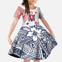 Kingdom of Uvea 1842-1860 Personalized Family Matching Tank Maxi Dress and Hawaiian Shirt Wallis and Futuna Polynesian Tribal Pattern LT9 Daughter's Dress White - Polynesian Pride