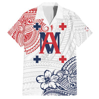 Kingdom of Uvea 1842-1860 Personalized Family Matching Tank Maxi Dress and Hawaiian Shirt Wallis and Futuna Polynesian Tribal Pattern LT9 Dad's Shirt - Short Sleeve White - Polynesian Pride
