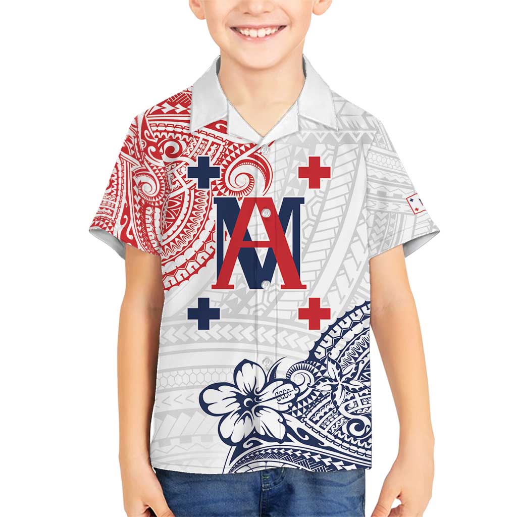 Kingdom of Uvea 1842-1860 Personalized Family Matching Tank Maxi Dress and Hawaiian Shirt Wallis and Futuna Polynesian Tribal Pattern LT9 Son's Shirt White - Polynesian Pride