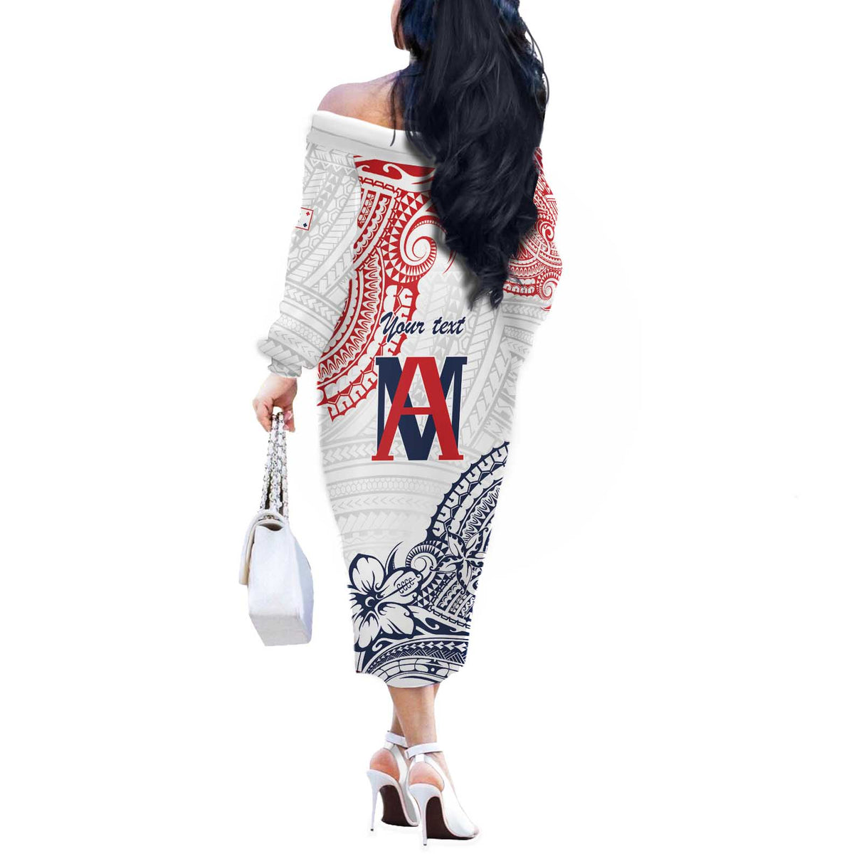 Kingdom of Uvea 1842-1860 Personalized Off The Shoulder Long Sleeve Dress Wallis and Futuna Polynesian Tribal Pattern