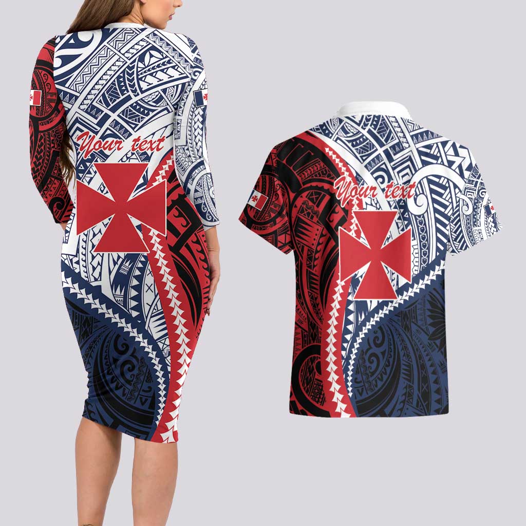 Kingdom of Uvea 1860-1886 Personalized Couples Matching Long Sleeve Bodycon Dress and Hawaiian Shirt Wallis and Futuna Polynesian Tribal Pattern LT9 - Polynesian Pride