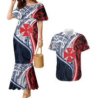 Kingdom of Uvea 1860-1886 Personalized Couples Matching Mermaid Dress and Hawaiian Shirt Wallis and Futuna Polynesian Tribal Pattern LT9 Red - Polynesian Pride