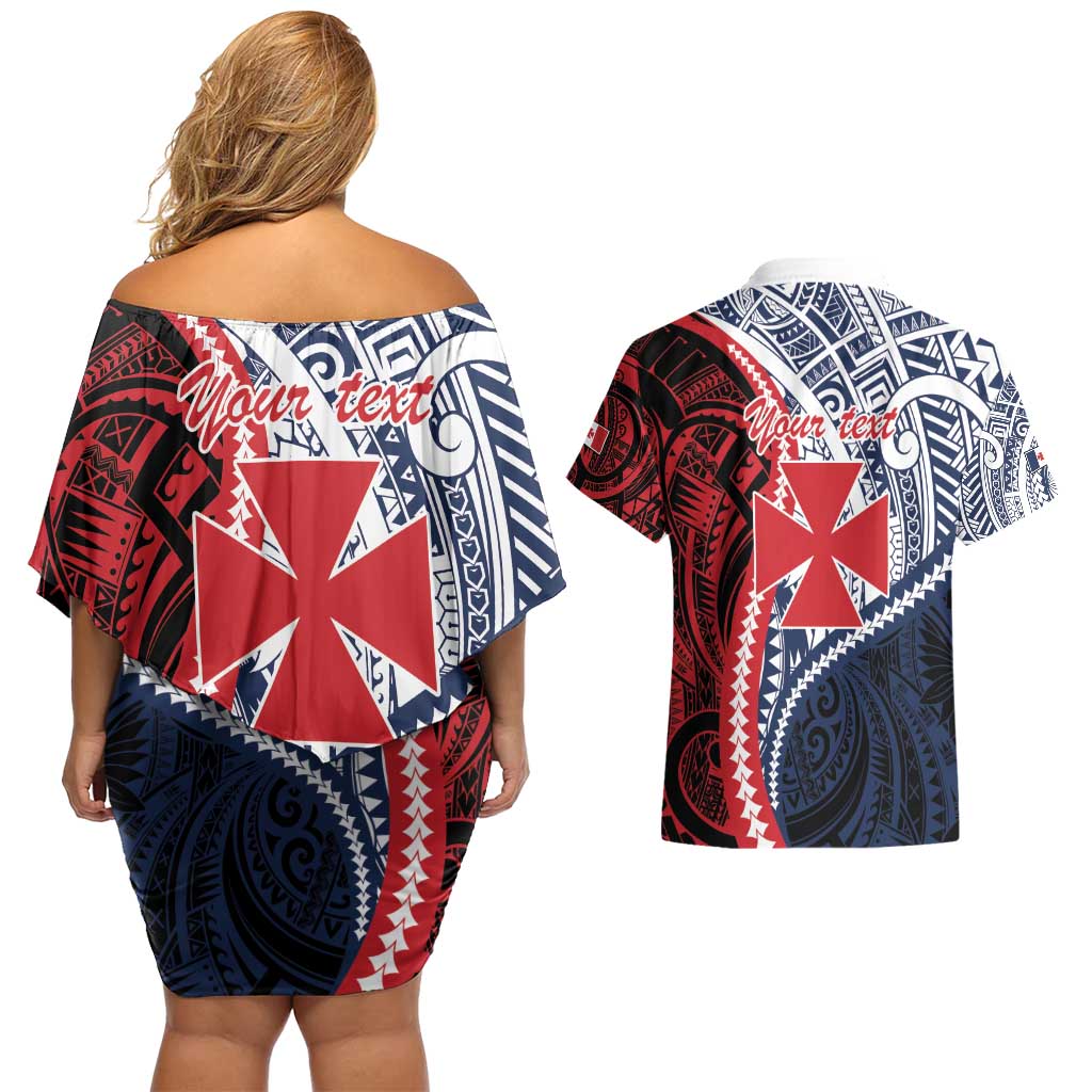 Kingdom of Uvea 1860-1886 Personalized Couples Matching Off Shoulder Short Dress and Hawaiian Shirt Wallis and Futuna Polynesian Tribal Pattern LT9 - Polynesian Pride