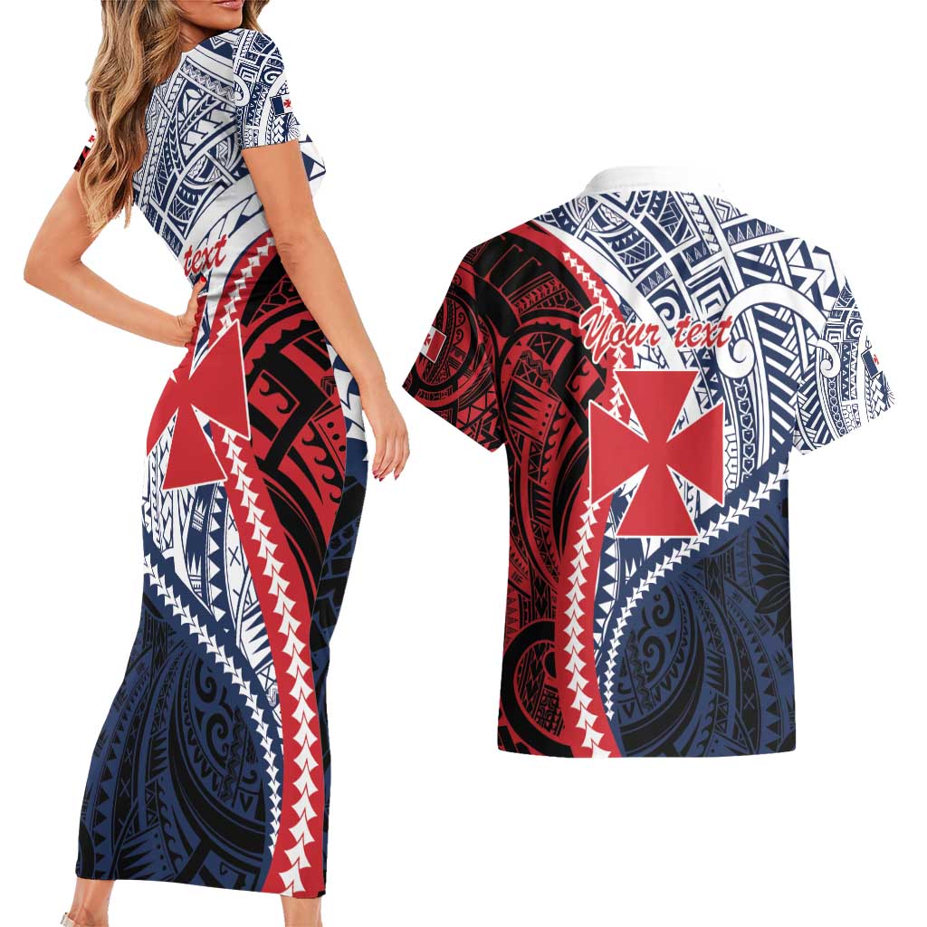 Kingdom of Uvea 1860-1886 Personalized Couples Matching Short Sleeve Bodycon Dress and Hawaiian Shirt Wallis and Futuna Polynesian Tribal Pattern LT9 - Polynesian Pride