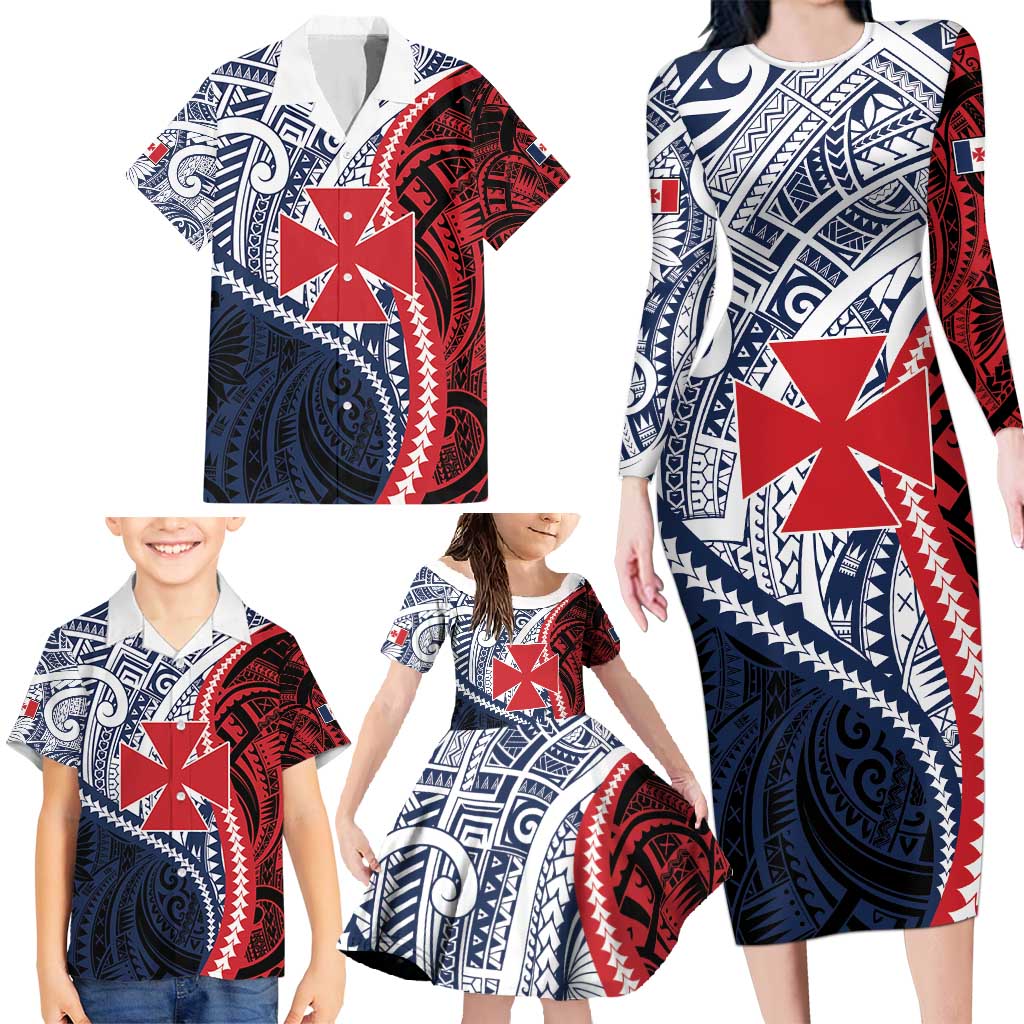 Kingdom of Uvea 1860-1886 Personalized Family Matching Long Sleeve Bodycon Dress and Hawaiian Shirt Wallis and Futuna Polynesian Tribal Pattern LT9 - Polynesian Pride