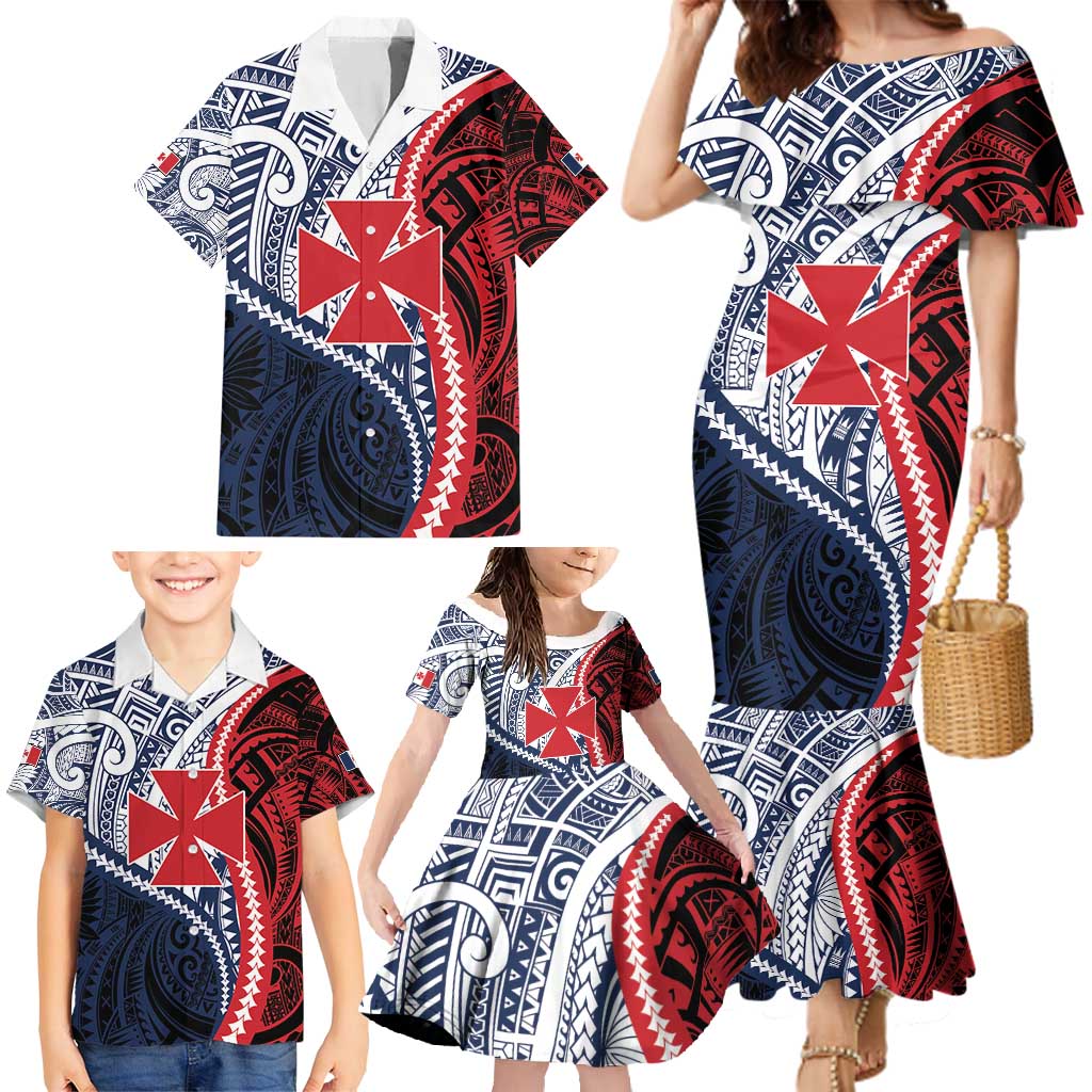 Kingdom of Uvea 1860-1886 Personalized Family Matching Mermaid Dress and Hawaiian Shirt Wallis and Futuna Polynesian Tribal Pattern LT9 - Polynesian Pride