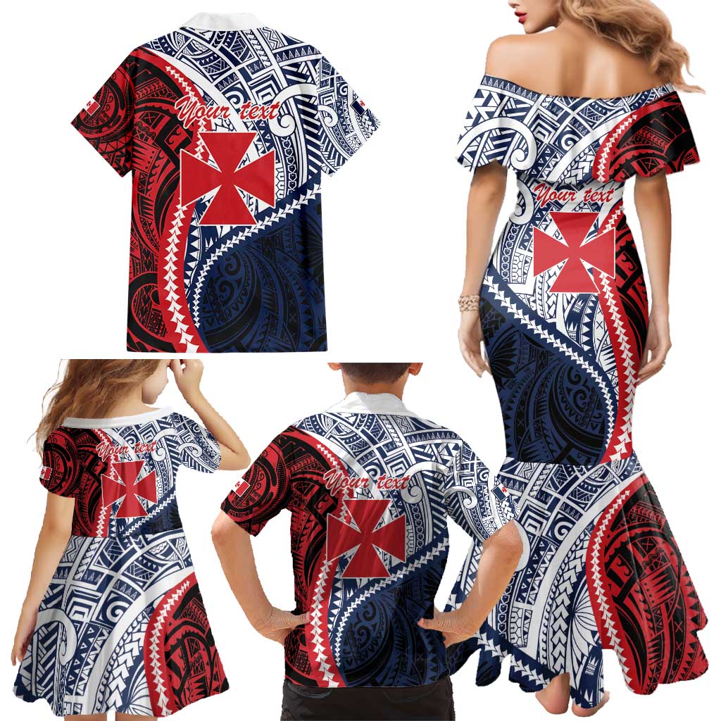 Kingdom of Uvea 1860-1886 Personalized Family Matching Mermaid Dress and Hawaiian Shirt Wallis and Futuna Polynesian Tribal Pattern LT9 - Polynesian Pride