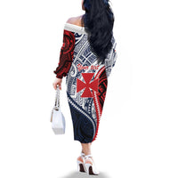 Kingdom of Uvea 1860-1886 Personalized Family Matching Off The Shoulder Long Sleeve Dress and Hawaiian Shirt Wallis and Futuna Polynesian Tribal Pattern LT9 - Polynesian Pride