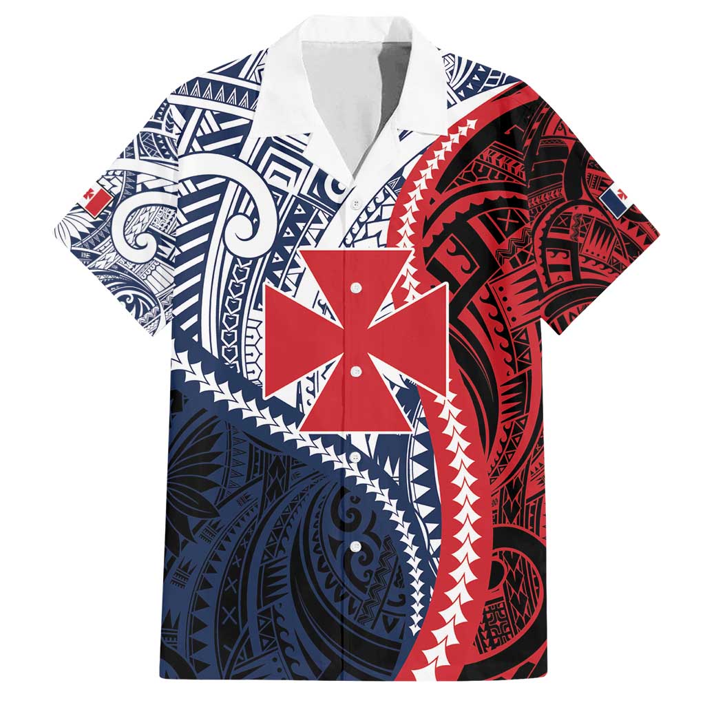 Kingdom of Uvea 1860-1886 Personalized Family Matching Off Shoulder Maxi Dress and Hawaiian Shirt Wallis and Futuna Polynesian Tribal Pattern LT9 Dad's Shirt - Short Sleeve Red - Polynesian Pride
