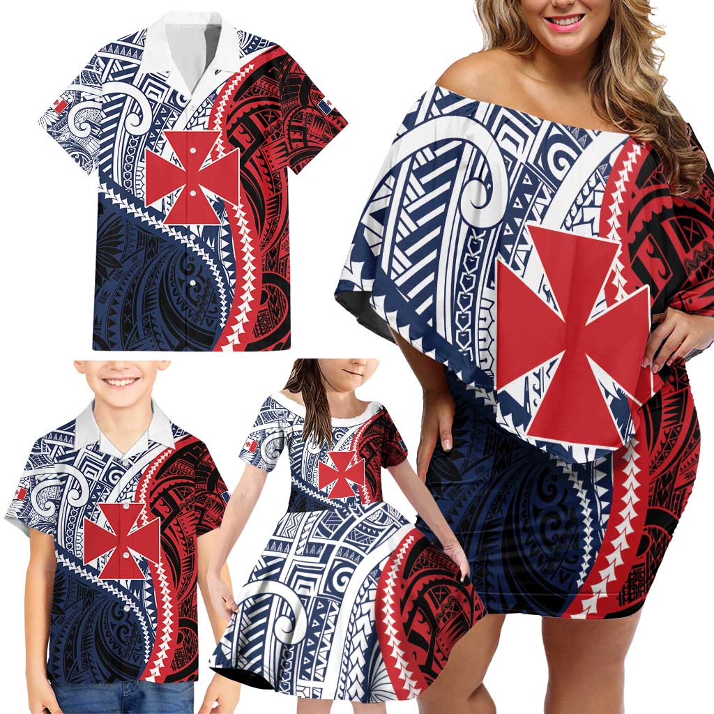 Kingdom of Uvea 1860-1886 Personalized Family Matching Off Shoulder Short Dress and Hawaiian Shirt Wallis and Futuna Polynesian Tribal Pattern LT9 - Polynesian Pride