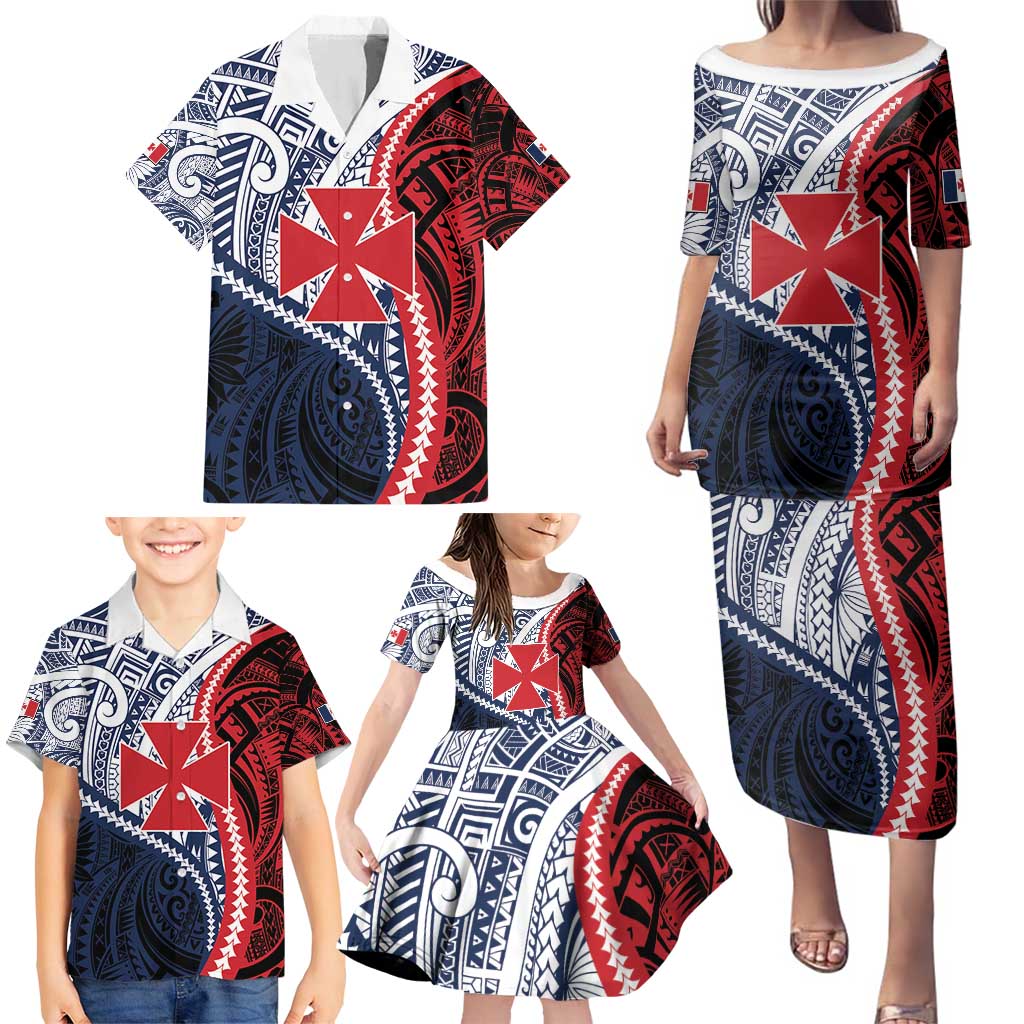 Kingdom of Uvea 1860-1886 Personalized Family Matching Puletasi and Hawaiian Shirt Wallis and Futuna Polynesian Tribal Pattern LT9 - Polynesian Pride