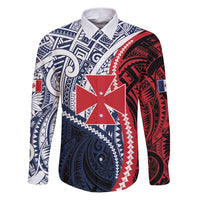 Kingdom of Uvea 1860-1886 Personalized Family Matching Puletasi and Hawaiian Shirt Wallis and Futuna Polynesian Tribal Pattern LT9 Dad's Shirt - Long Sleeve Red - Polynesian Pride