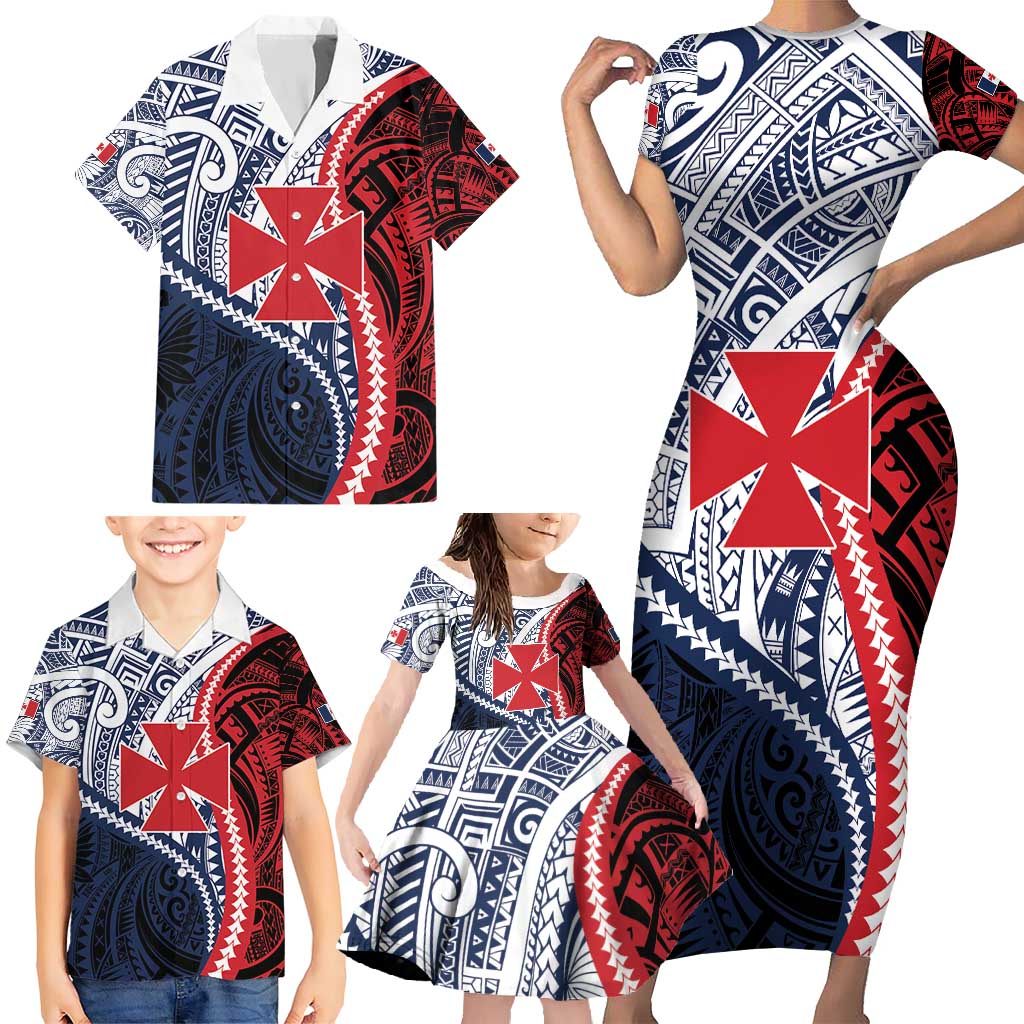 Kingdom of Uvea 1860-1886 Personalized Family Matching Short Sleeve Bodycon Dress and Hawaiian Shirt Wallis and Futuna Polynesian Tribal Pattern LT9 - Polynesian Pride
