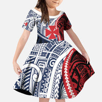 Kingdom of Uvea 1860-1886 Personalized Family Matching Summer Maxi Dress and Hawaiian Shirt Wallis and Futuna Polynesian Tribal Pattern LT9 Daughter's Dress Red - Polynesian Pride