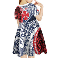 Kingdom of Uvea 1860-1886 Personalized Kid Short Sleeve Dress Wallis and Futuna Polynesian Tribal Pattern