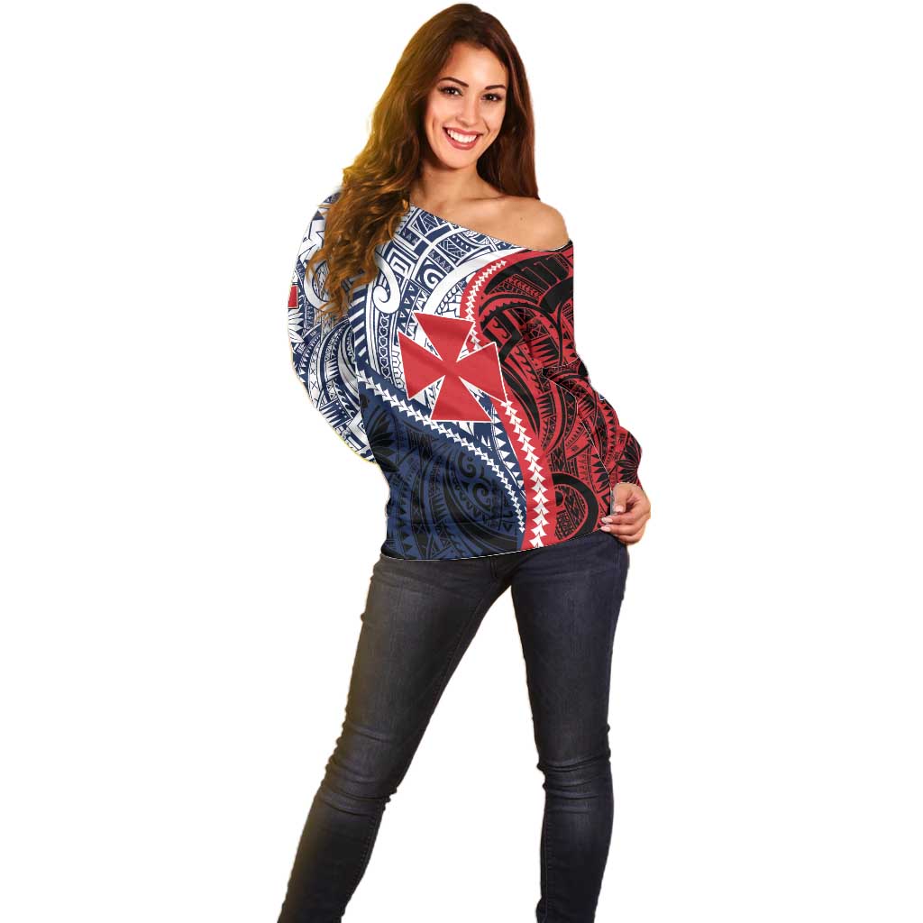 Kingdom of Uvea 1860-1886 Personalized Off Shoulder Sweater Wallis and Futuna Polynesian Tribal Pattern