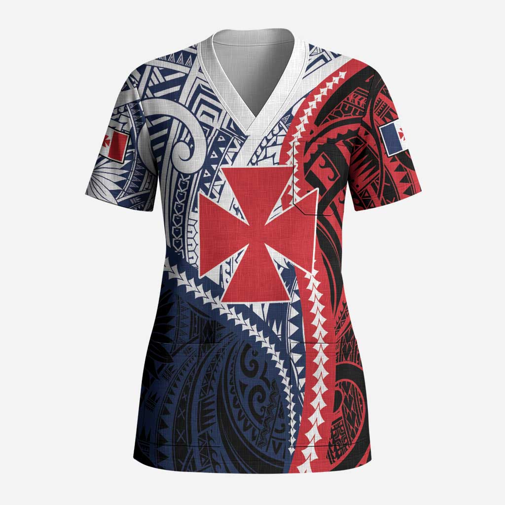Kingdom of Uvea 1860-1886 Personalized Scrub Top Wallis and Futuna Polynesian Tribal Pattern - Polynesian Pride