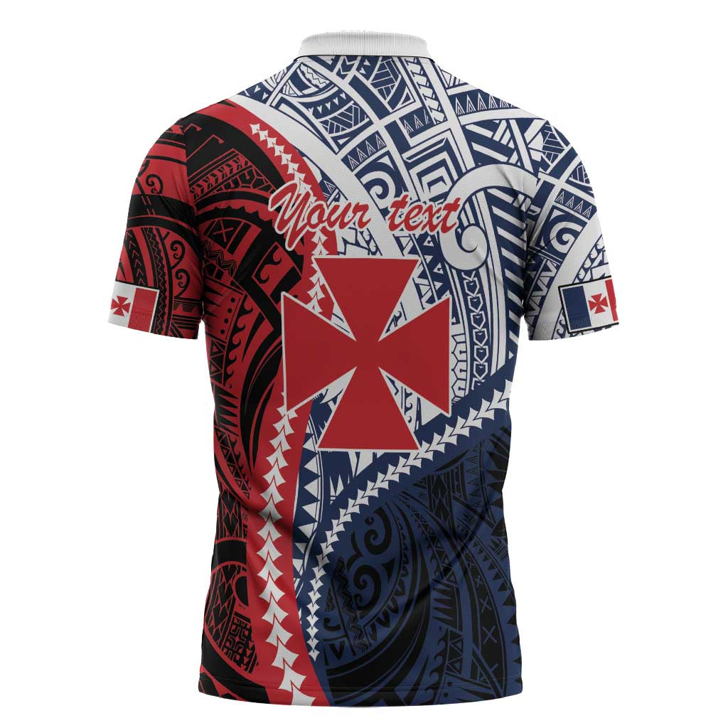 Kingdom of Uvea 1860-1886 Personalized Zipper Polo Shirt Wallis and Futuna Polynesian Tribal Pattern - Polynesian Pride
