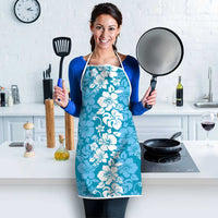 Hawaiian Lei Day Apron Blue Hibiscus Flowers Lei Art - Polynesian Pride