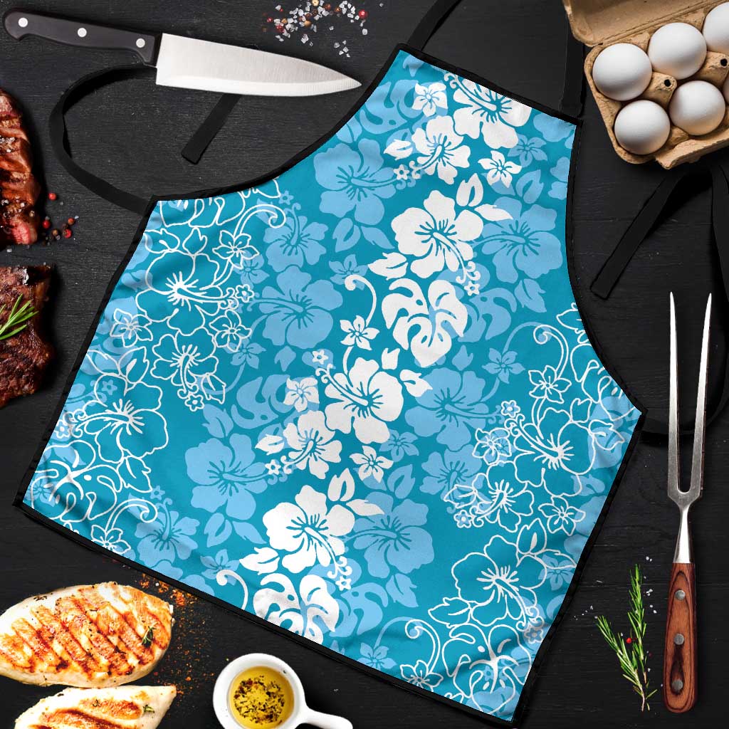 Hawaiian Lei Day Apron Blue Hibiscus Flowers Lei Art - Polynesian Pride