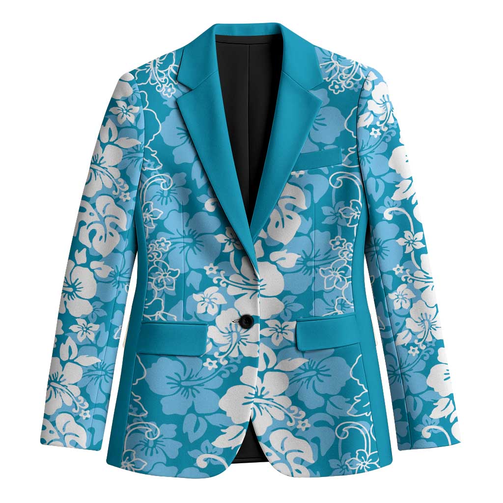 Hawaiian Lei Day Blazer Blue Hibiscus Flowers Lei Art LT9 Unisex Blue - Polynesian Pride