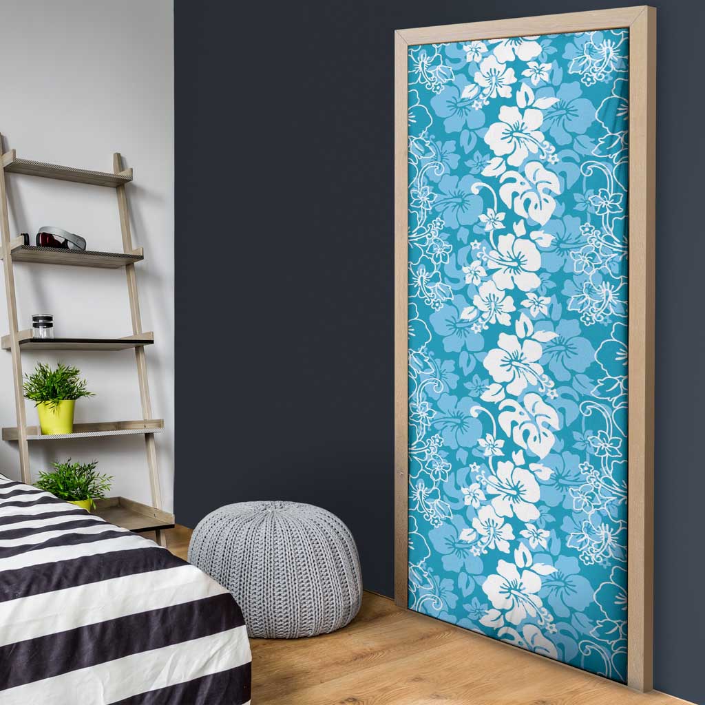 Hawaiian Lei Day Door Cover Blue Hibiscus Flowers Lei Art LT9 - Polynesian Pride